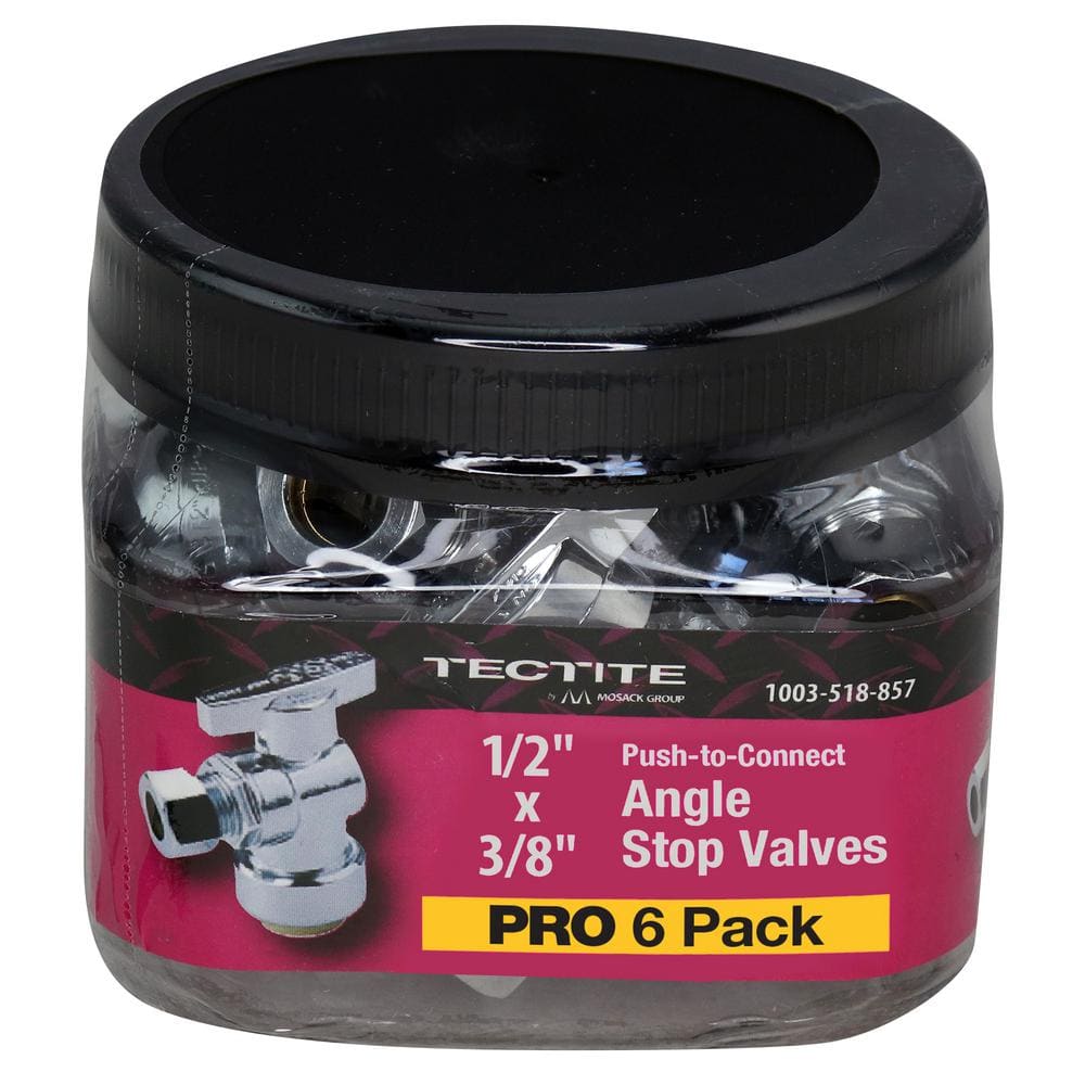 1/2 in. Chrome-Plated Brass Push-To-Connect x 3/8 in. O.D. Compression Quarter-Turn Angle Stop Valve Pro Pack (6-Pack) price history on PriceWatchPro