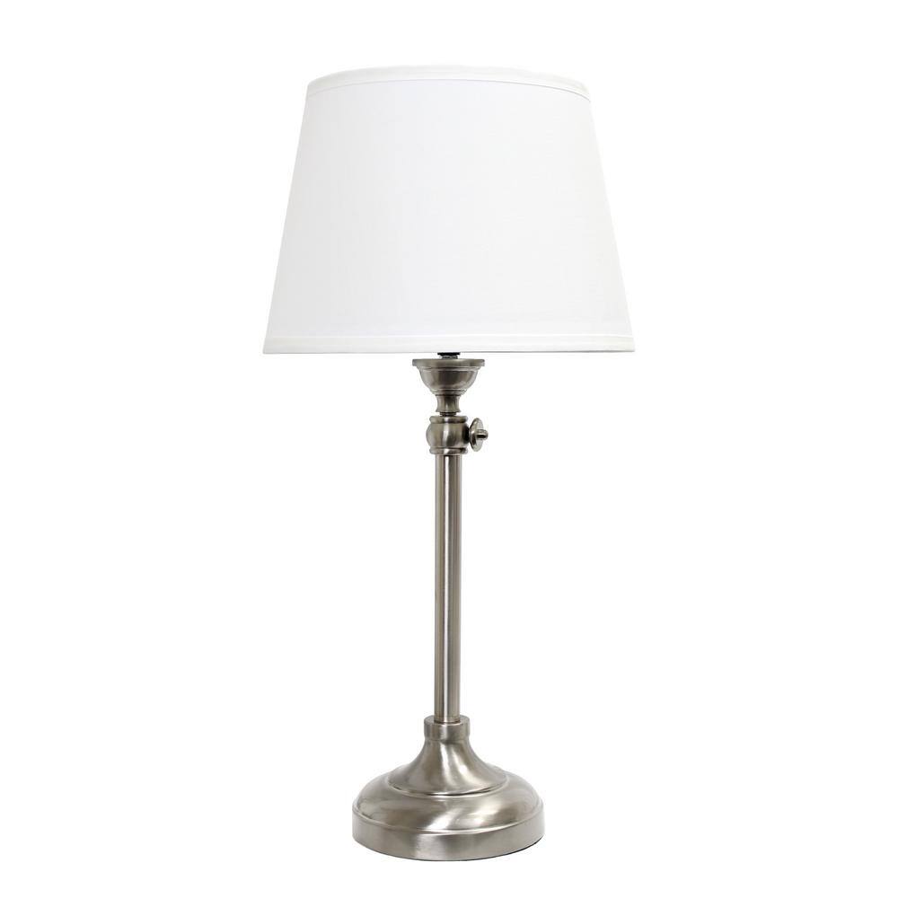 Brushed Nickel Elegance 3-Piece Adjustable Lamp Set with White Shades