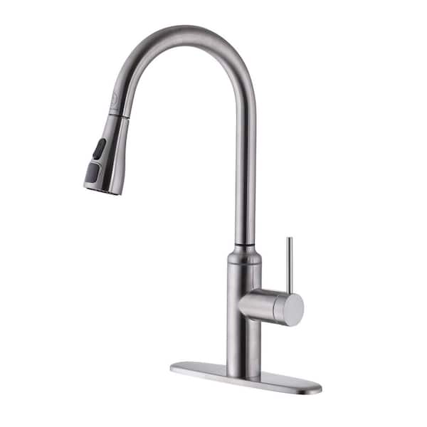 Single Handle Touch on Pull Down Sprayer Kitchen Faucet with 360 ° Spout Swivel Smart Taps 19.69 in Brushed Nickel