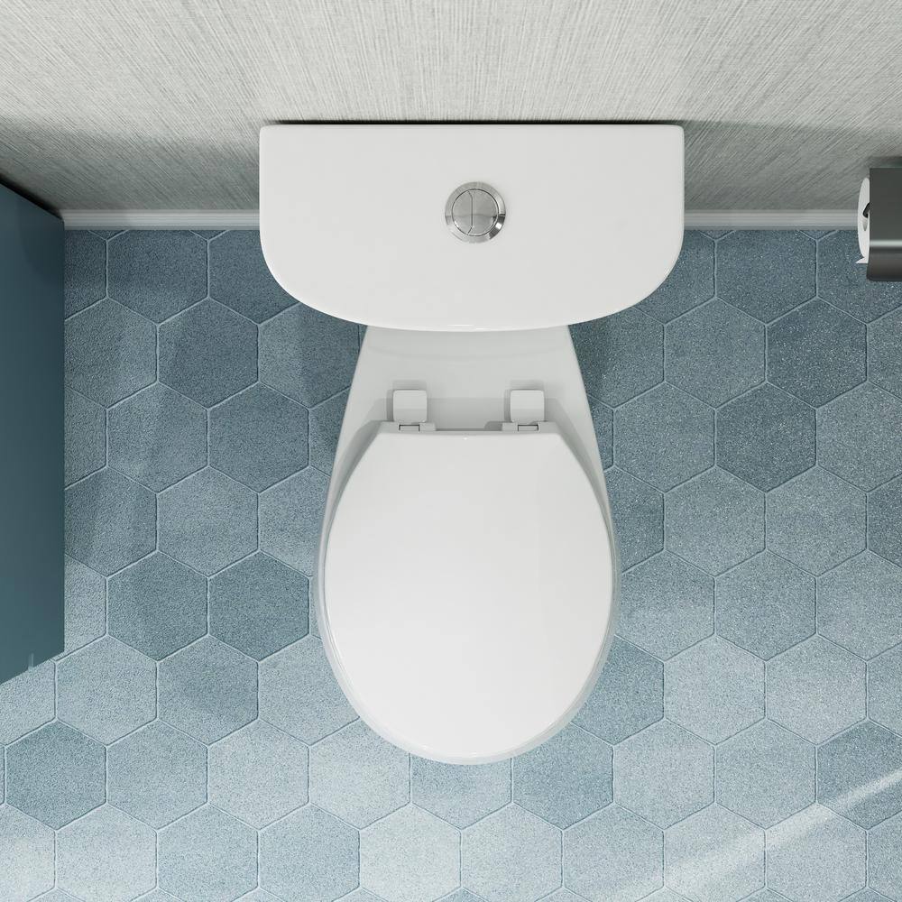 White Vitreous China 21" Tall Round Dual Flush Toilet