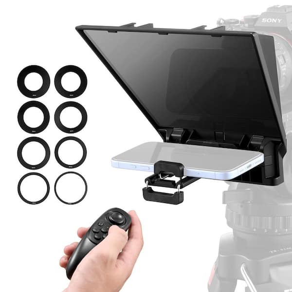 Teleprompter, 8 in. Aluminum Alloy, Desktop Prompter with Adjustable Spectroscope, Remote Control, for YouTube, Twitch
