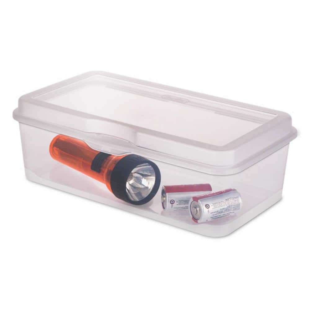 Clear Plastic Stackable Rectangular Storage Bin with Detached Lid, 6-Pack