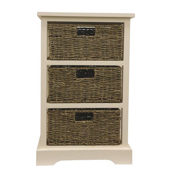 Decor Therapy 3-Basket White Storage End Table