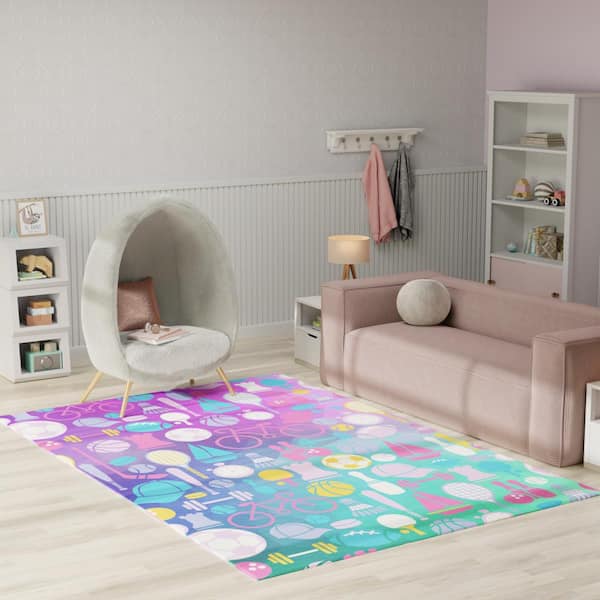Imagination Purple 7 ft. x 9 ft. Graphic Contemporary Area Rug