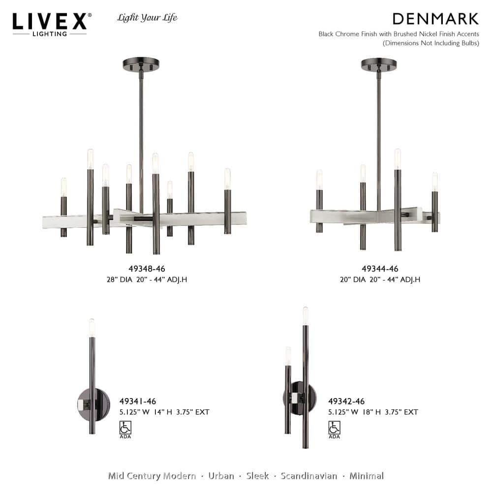 Denmark 4-Light Black Chrome Mini Chandelier