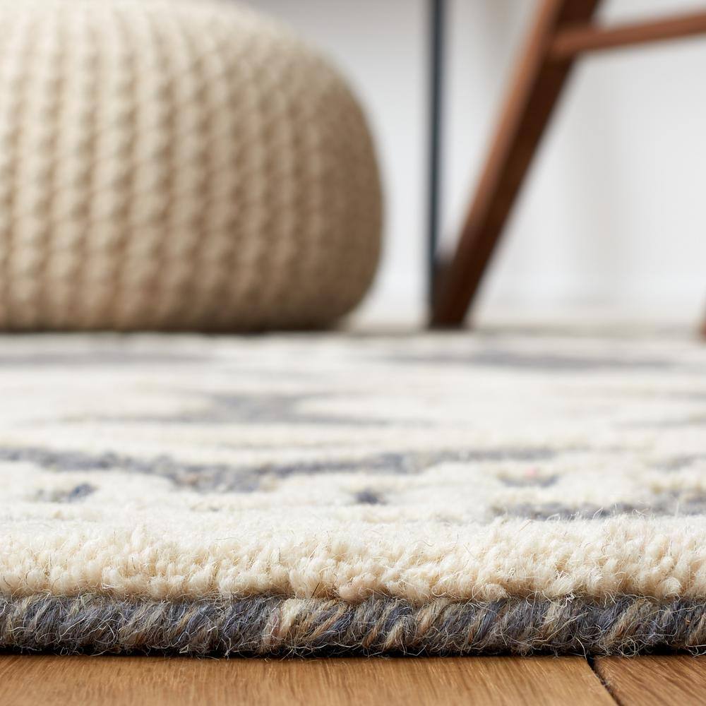 Ivory Elegance Abstract Wool 6' Square Tufted Rug