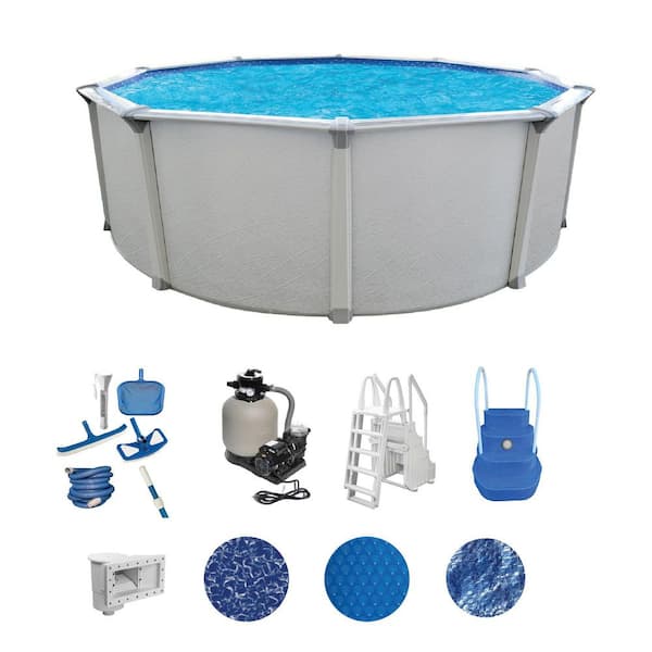 Huntington 15 ft. Round 54 in. Deep Above Ground Hard Sided Deluxe Pool Package