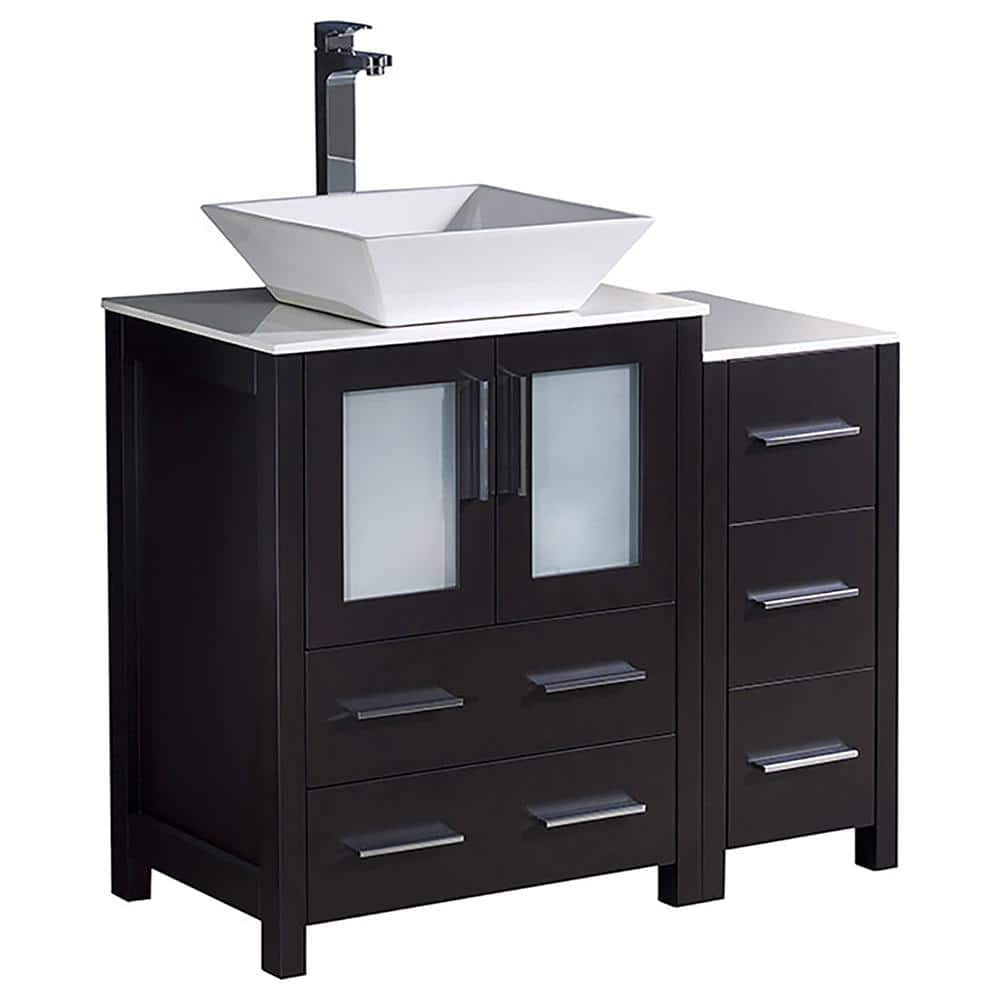 Espresso Engineered Wood Modern Freestanding Bathroom Vanity Base