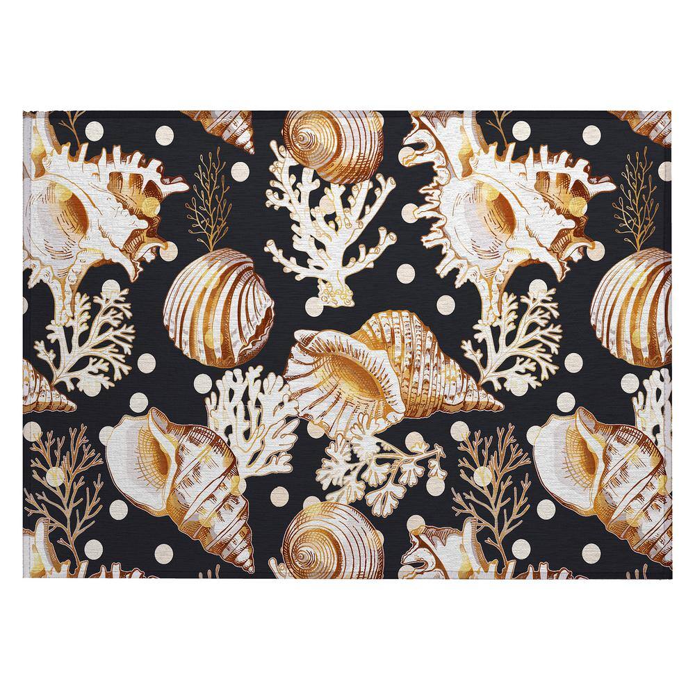 Surfside Black 1 ft. 8 in. x 2 ft. 6 in. Geometric Indoor/Outdoor Area Rug