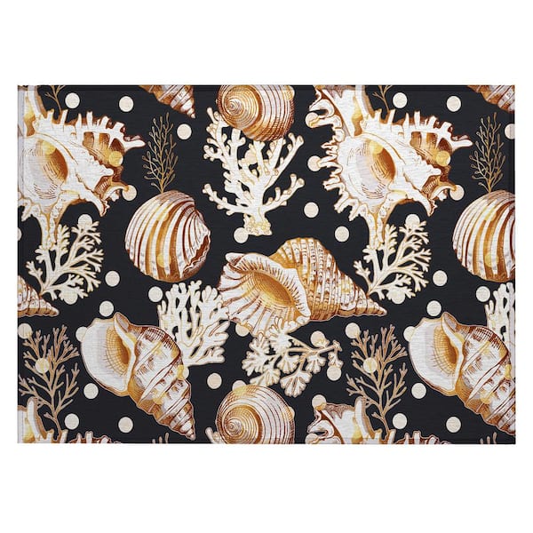 Addison Rugs Surfside Black 1 ft. 8 in. x 2 ft. 6 in. Geometric Indoor/Outdoor Area Rug