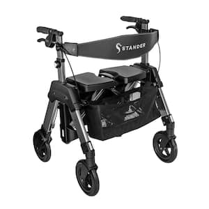 EZ Fold-N-Go 4-Wheel Bariatric Rollator with Large Seat in Black