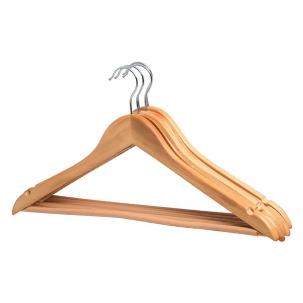 The Great American Hanger Company Wooden Suit Hangers White Chrome Finish Box of 50