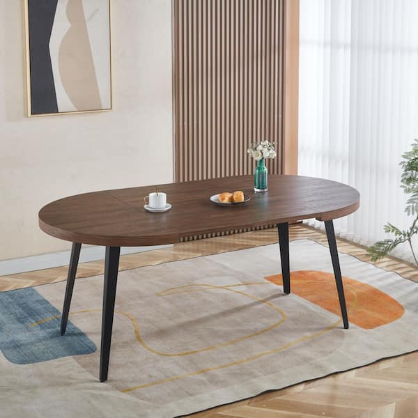 Randolph Mid Century Walnut Wood 39.37 in. W Extendable 4-Legs Dining Table Seats 6