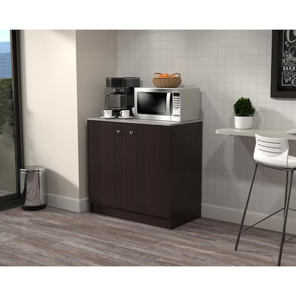 inval america LLC 36.02 in. W x 19.69 in. D x 34.06 in. H Espresso/Stone Finish Ready to Assemble Wood Breakroom Base Kitchen Cabinet