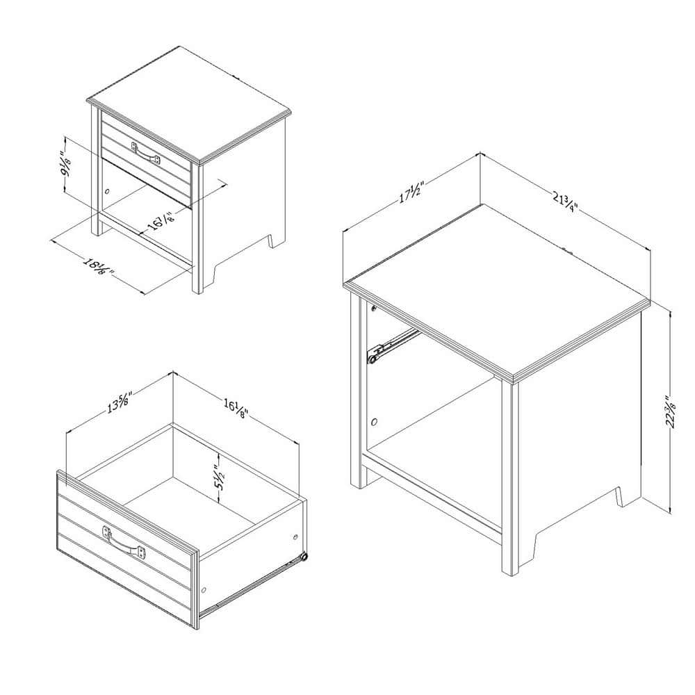 Blueberry Modern 1-Drawer Nightstand with Open Storage