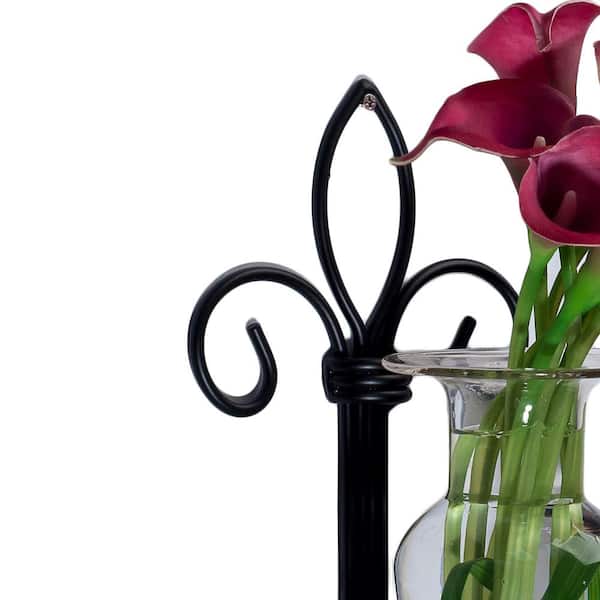 MC016-C Danya B Clear Amphora Vase on Iron Sconce with Finials 