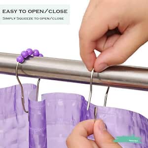 Stainless Steel Shower Curtain Rings/Hooks, in Purple