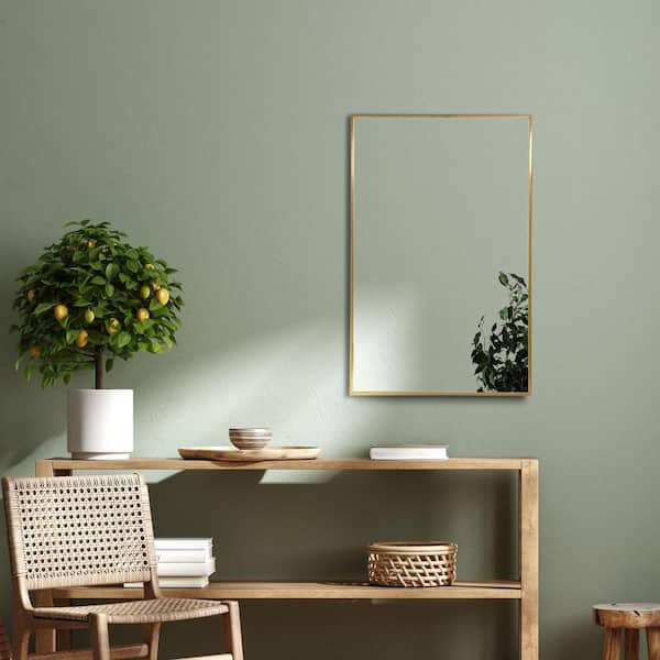 Head West 34 in. x 22 in. Brassy Gold Spectrum Metal Rectangular Bathroom Vanity Mirror