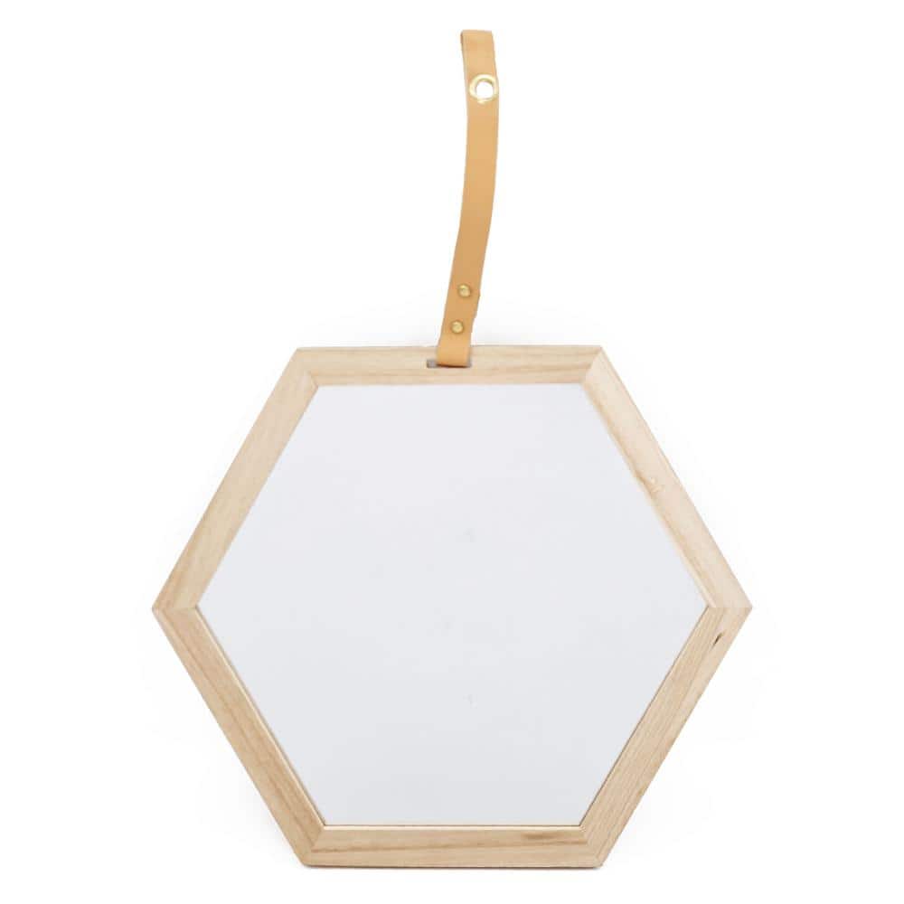 Beige Brown 15.8 in. W x 0.6 in. Modern Hexagon Mirror for Wall Decor