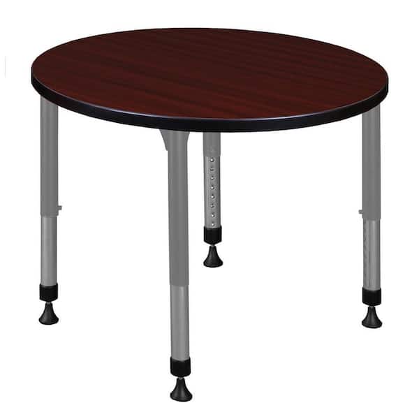 Kee 30 in. Round Mahogany Composite Classroom Activity Desk with Adjustable Height