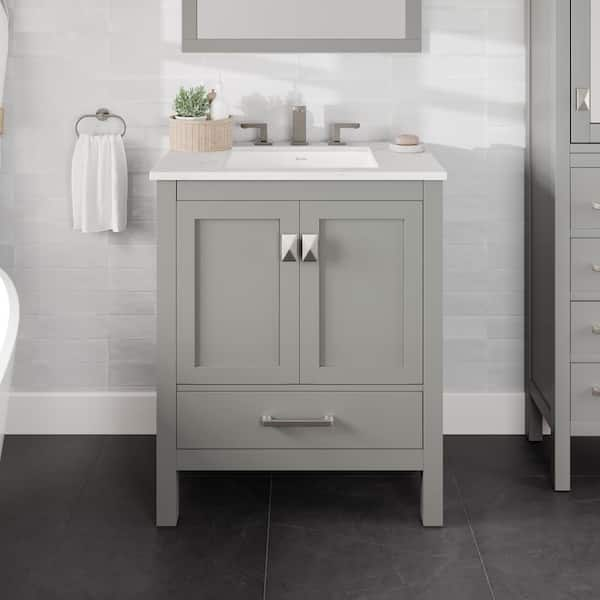 Eviva Aberdeen 30 in. W x 22 in. D x 35 in. H Bath Vanity in Gray with ...