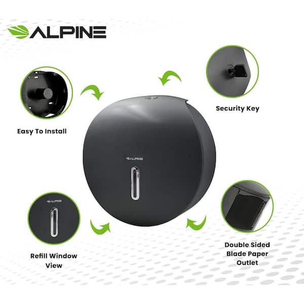 Alpine Industries Gray Plastic Single Roll Jumbo Toilet Paper