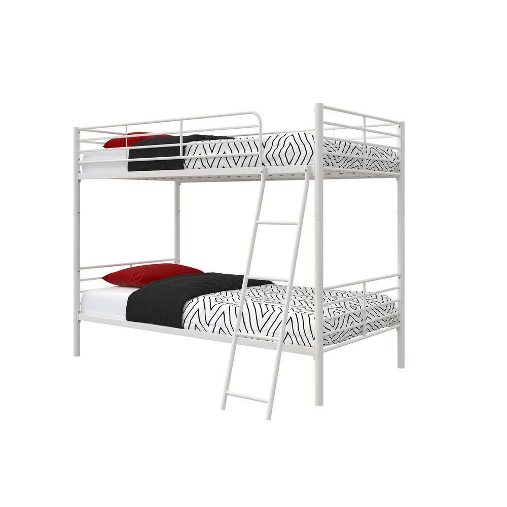 DHP White Metal Convertible Twin Over Twin Bunk Bed DE46598 The Home