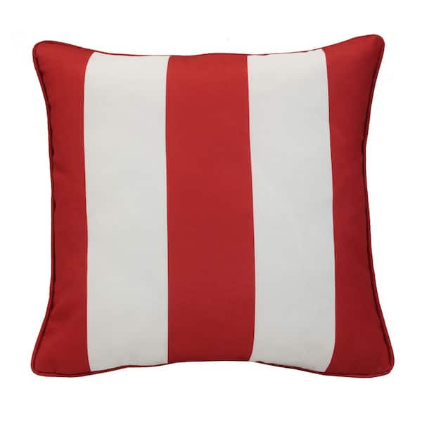 OUTDOOR DECOR BY COMMONWEALTH Outdoor Printed Red Stripe Throw Pillow 18 x 18-Includes 1-Throw Pillow