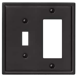 Sinclair Insulated 2-Gang Matte Black 1-Toggle/1-Rocker Stamped Steel Wall Plate