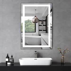 24 in. W x 36 in. H Rectangular Aluminum Framed Anti-Fog Wall Mounted Bathroom Vanity Mirror with LED Light