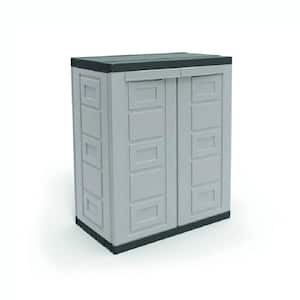 .2 Gal. 2 Shelf Plastic Garage Home Storage Organizer Base Utility Cabinet, Gray
