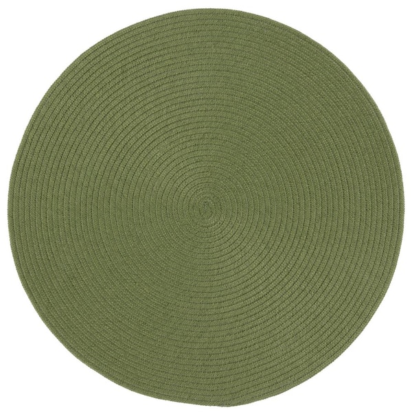 SAFAVIEH Braided Olive Green 4 ft. x 4 ft. Abstract Round Area Rug