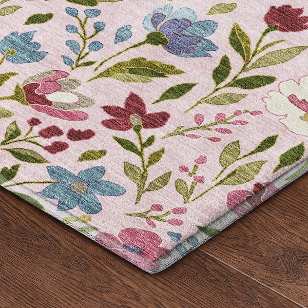 Mayfield Premium Machine Washable Abstract AMF2438 Pink 2 ft. x 3 ft. Accent Rug