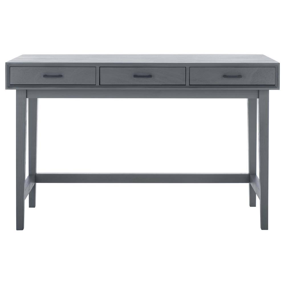 SAFAVIEH Hawthorn 47.3 in. Rustic Gray Wood 3Drawer Writing Desk