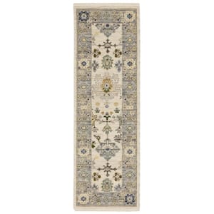 Lavista Ivory/Multi-Colored 2 ft. x 6 ft. Classic Persian Oriental Wool/Nylon Blend Indoor Runner Area Rug