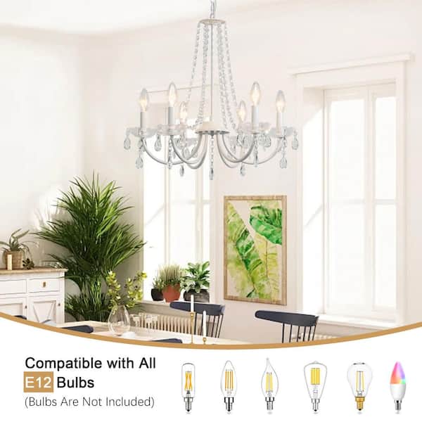 ZJVAIVE 19.68 in. 6-Light White Classic/Traditional Candle Style