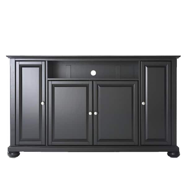 CROSLEY FURNITURE Alexandria Black Wood TV Stand Fits TVs Up to 60 in. with Storage Doors