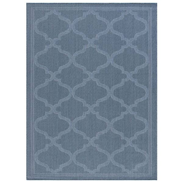 SAFAVIEH Bermuda Navy 5 ft. x 8 ft. Machine Washable Border Trellis Indoor/Outdoor Area Rug