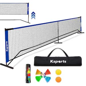 264 in. W x 36 in. H Blue Pickleball Net with LED Shuttlecock, Carry Bag and 2 Game Balls