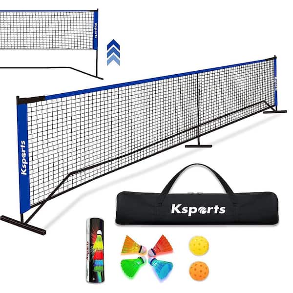 264 in. W x 36 in. H Blue Pickleball Net with LED Shuttlecock, Carry ...