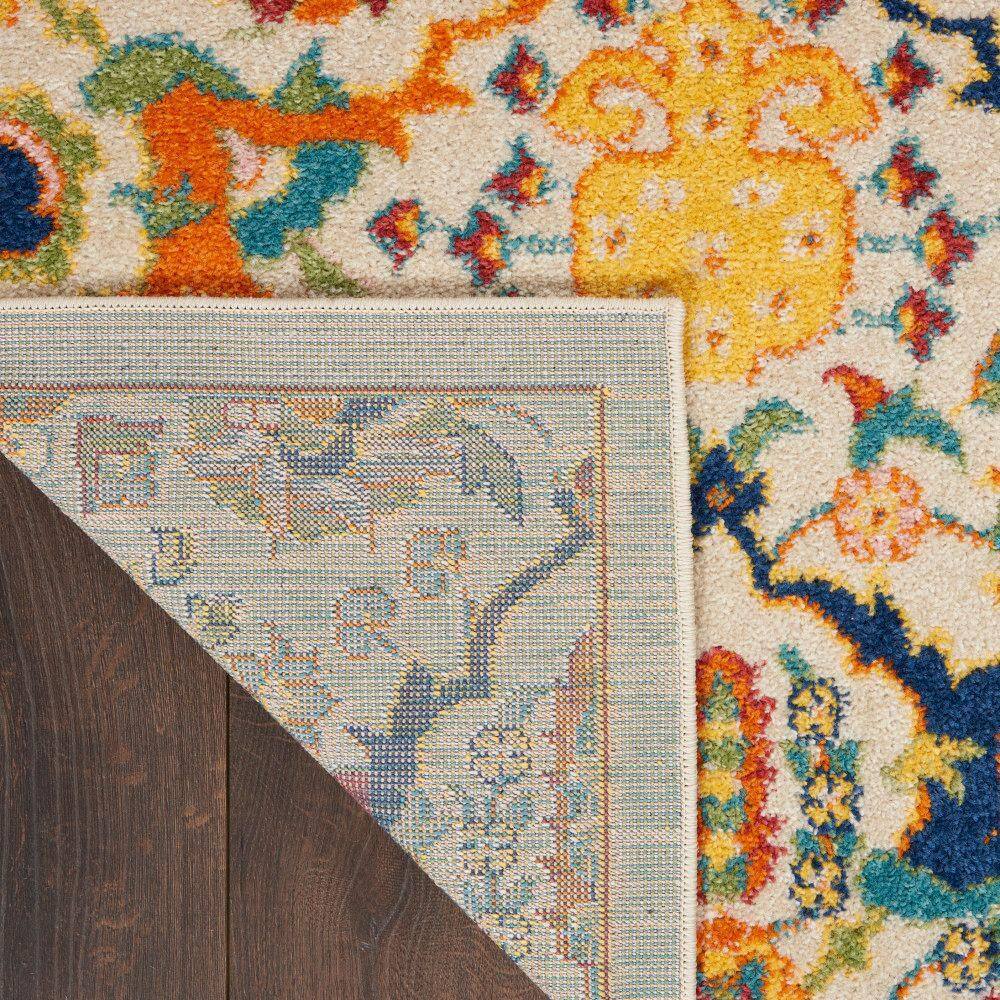 Ivory and Jewel Tones Boho Floral 8'x10' Synthetic Area Rug