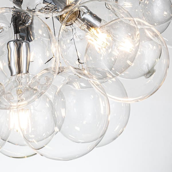 HUOKU Alma 6-Light 24.8 in.W Silver and Black Cluster Bubble