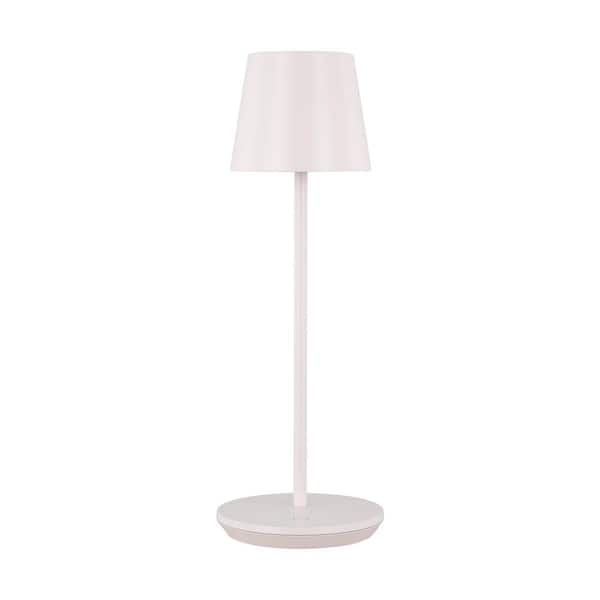Mena 5.25 in. W x 12.875 in. H Pale Pink Dimmable Modern Rechargeable Integrated LED Accent Table Lamp with Metal Shade