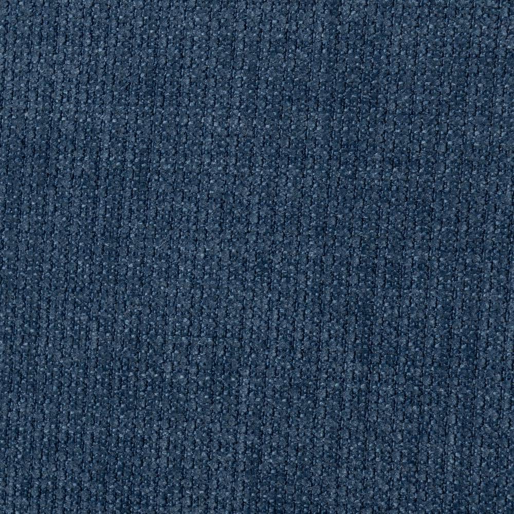 Oversized Blue and Cream Chenille Accent Armchair with Wood Frame