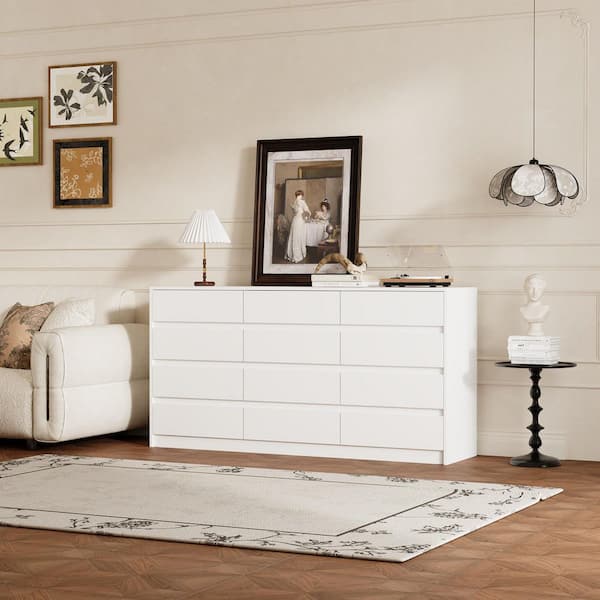 White 32 in. Height Wooden Storage Cabinet, Chest of Drawers, Dresser for Home Storage with 12-Drawer