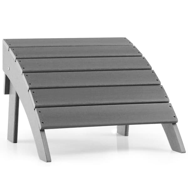 ANGELES HOME Plastic HDPE Outdoor Adirondack Folding Ottoman in Gray