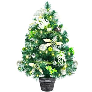 2 ft. Pre-Lit Mini Tabletop Christmas Tree Artificial Xmas Tree with LED Lights