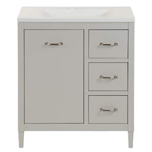 Marrett 30 in. W x 19 in. D x 35 in. H Single Sink Freestanding Bath Vanity in Light Gray with White Cultured Marble Top