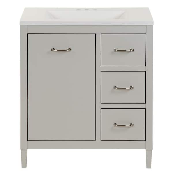 Marrett 31 in. Single Sink Light Gray Bath Vanity with White Cultured Marble Top (Assembled)