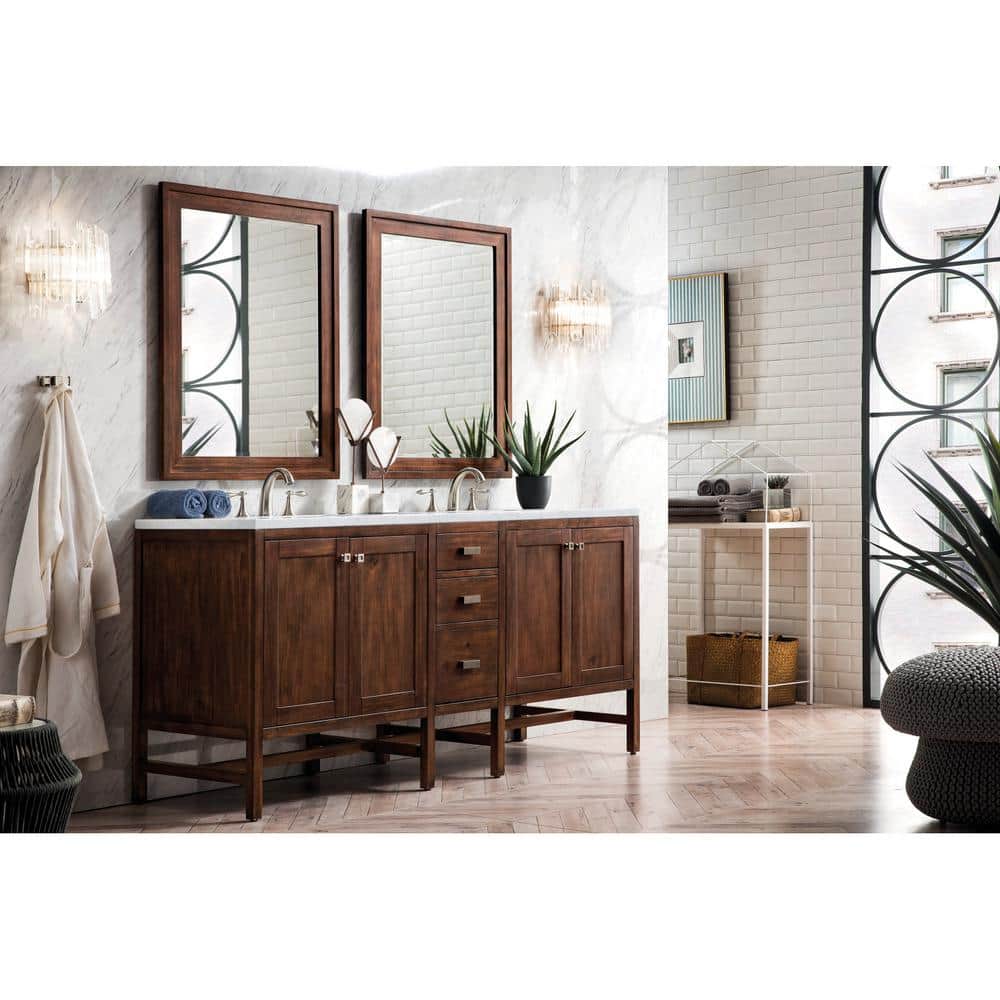 Addison 72 in. W x 23.5 in.D x 35.5 in. H Double Bath Vanity in Mid Century Acacia with Marble Top in Carrara White price history on PriceWatchPro